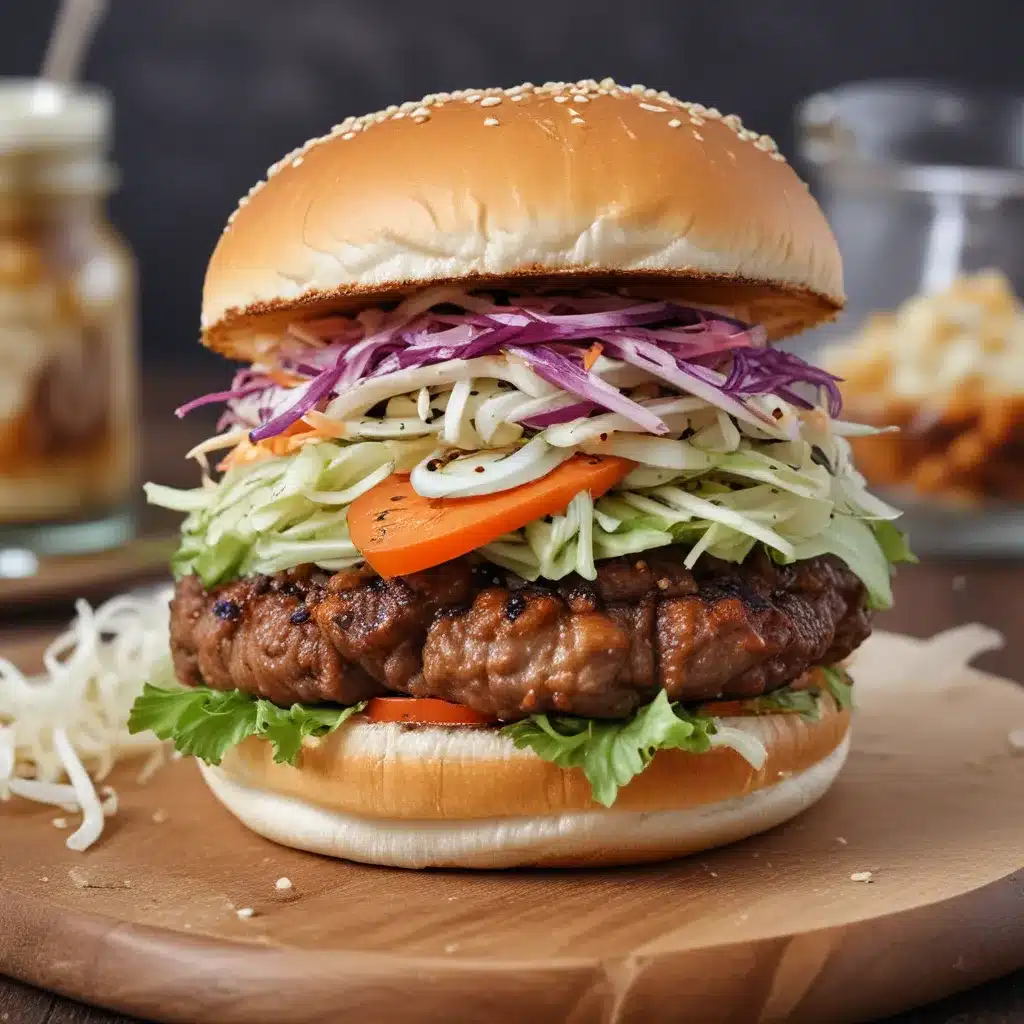 Bindaetteok Burger with Creamy Sesame Slaw
