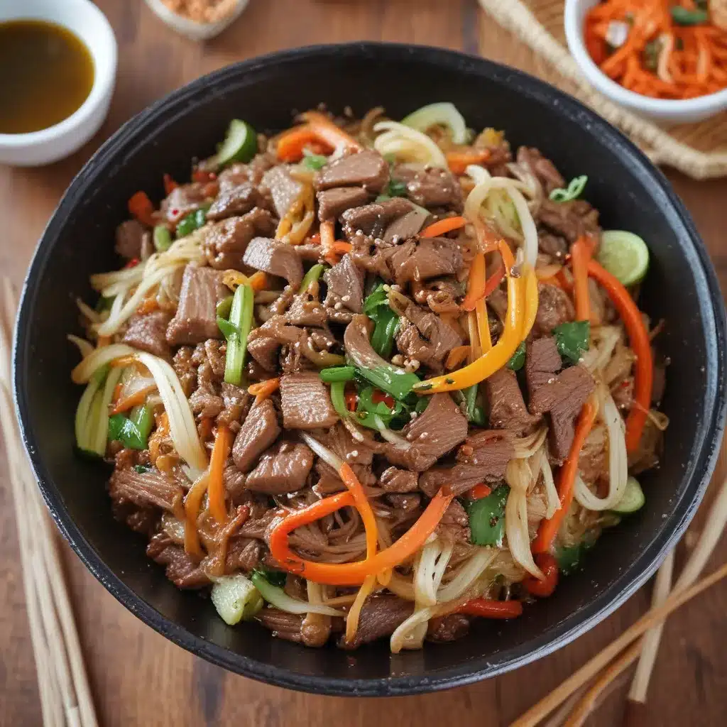 Japchae with Meat: Beef & Veggies Make it Heartier